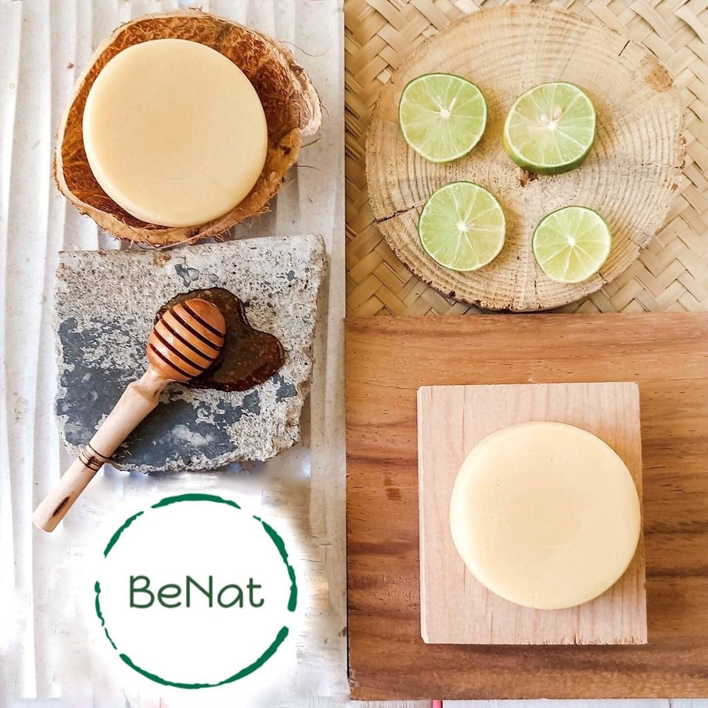 All-Natural Conditioner Bar in citrus scent, eco-friendly and zero-waste, showcasing its compact size and natural ingredients.