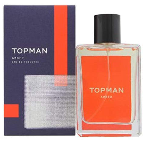 Amber Eau de Toilette bottle with a sleek design, showcasing its warm amber color.