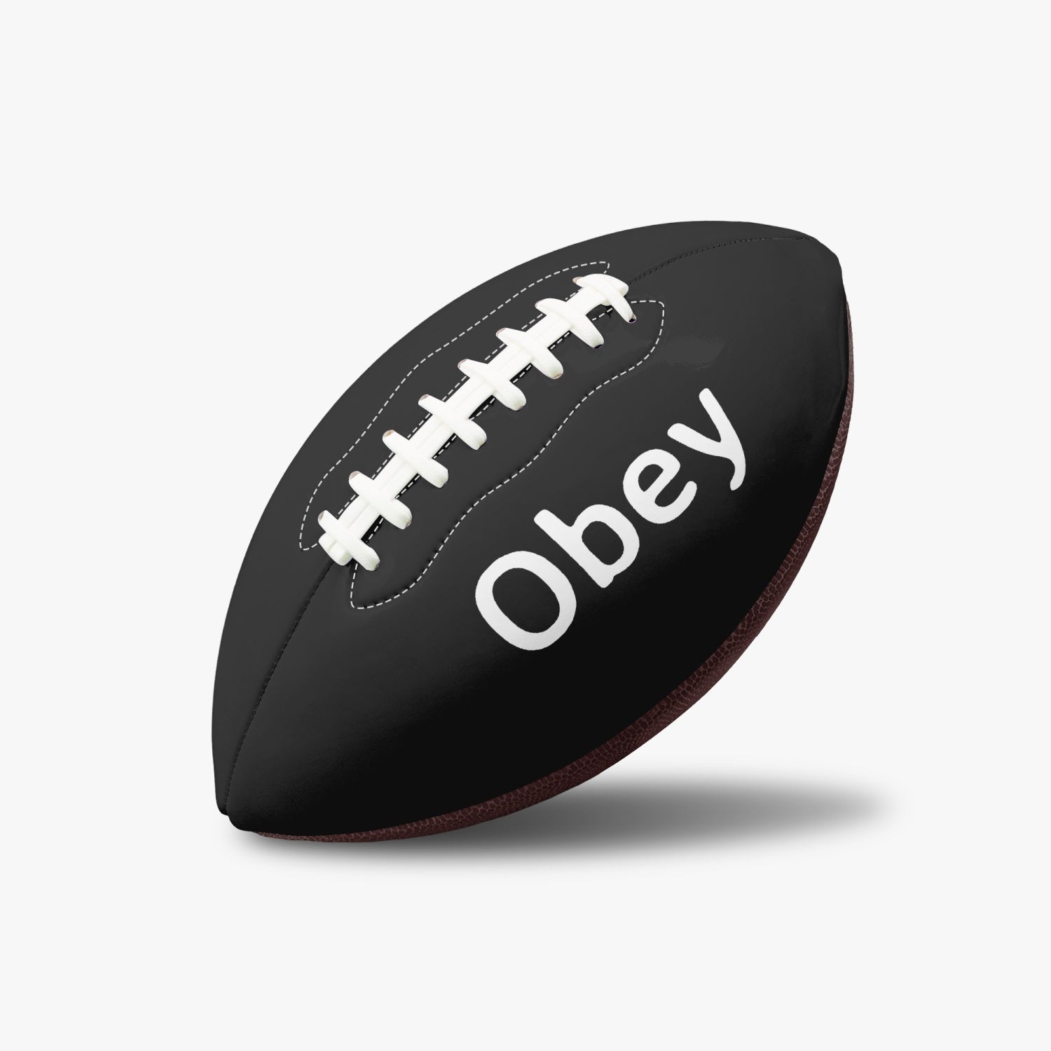 American football featuring a unique two-panel design with 'Obey and Submit' printed, made from durable PVC and PU leather.