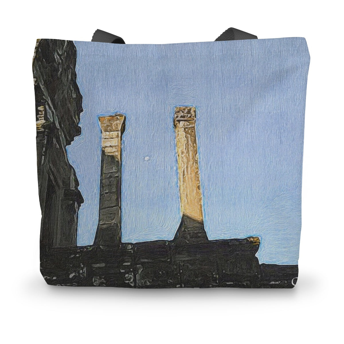 Angkor Wat Canvas Tote Bag featuring durable 360gsm fabric and sturdy black handles, perfect for eco-friendly shopping.