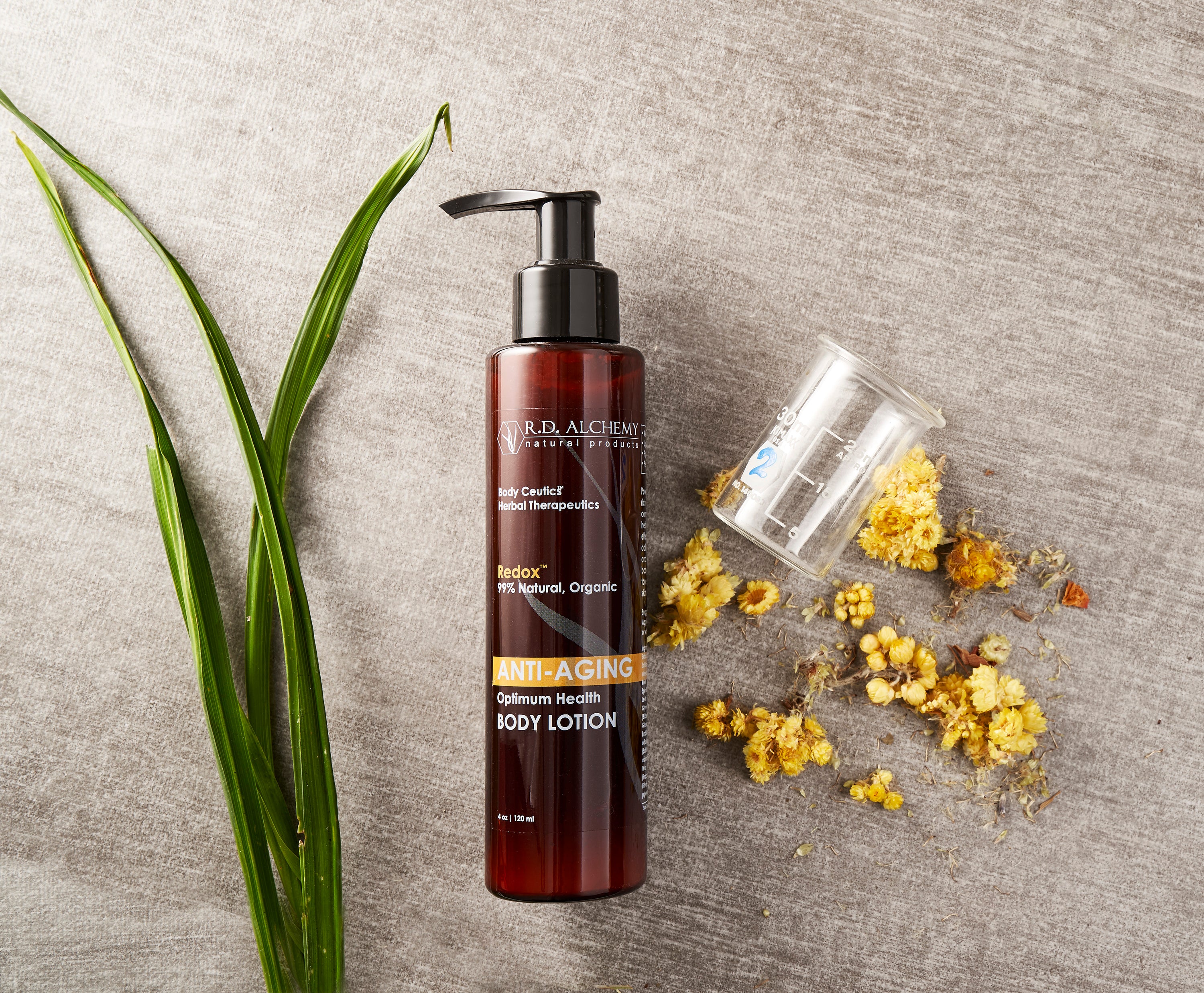 A bottle of Anti-Aging Body Lotion with a sleek design, showcasing its moisturizing properties and anti-aging benefits.