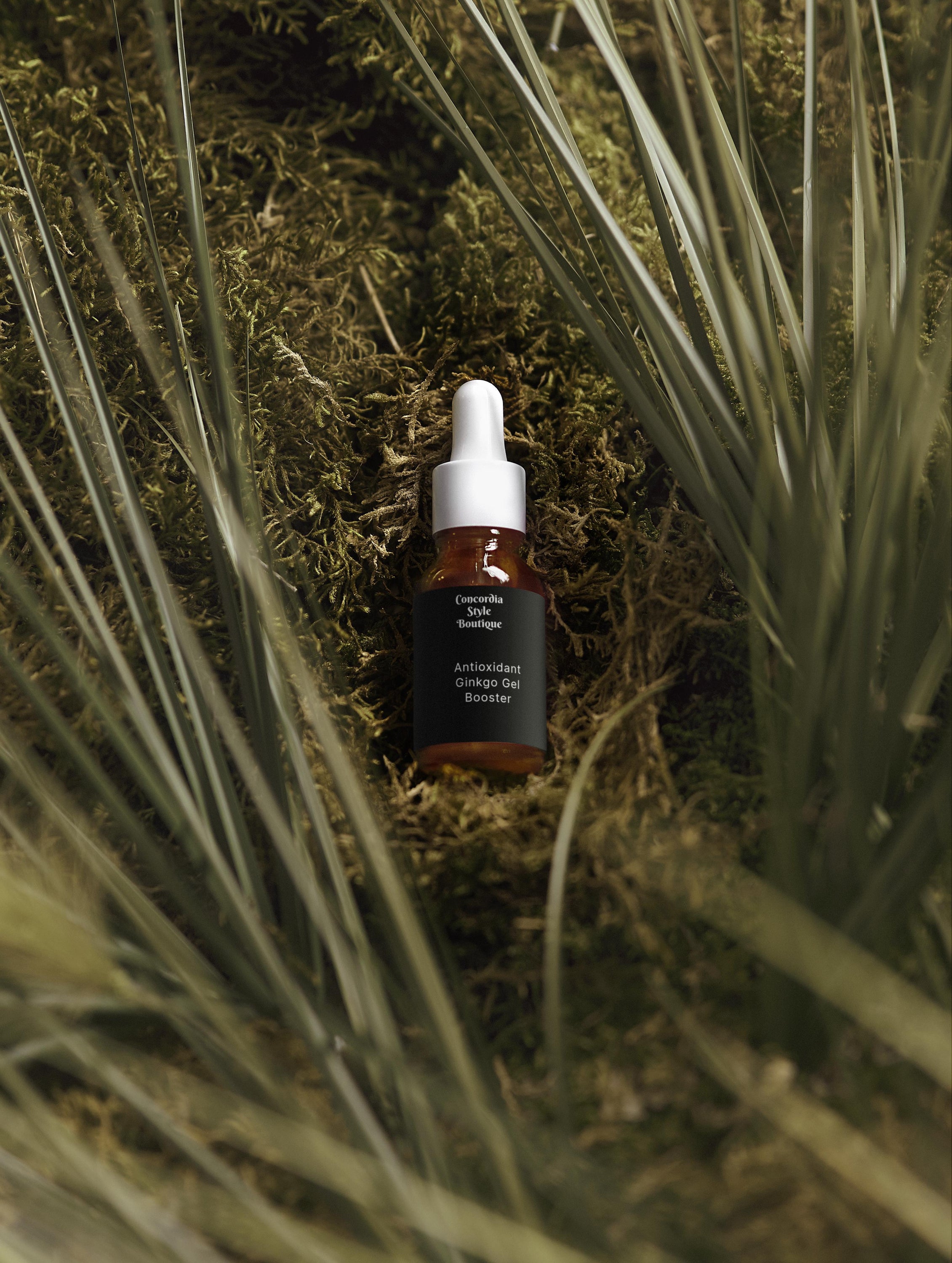 Antioxidant Ginkgo Gel Booster in a sleek white packaging, showcasing its natural ingredients and hydrating properties.