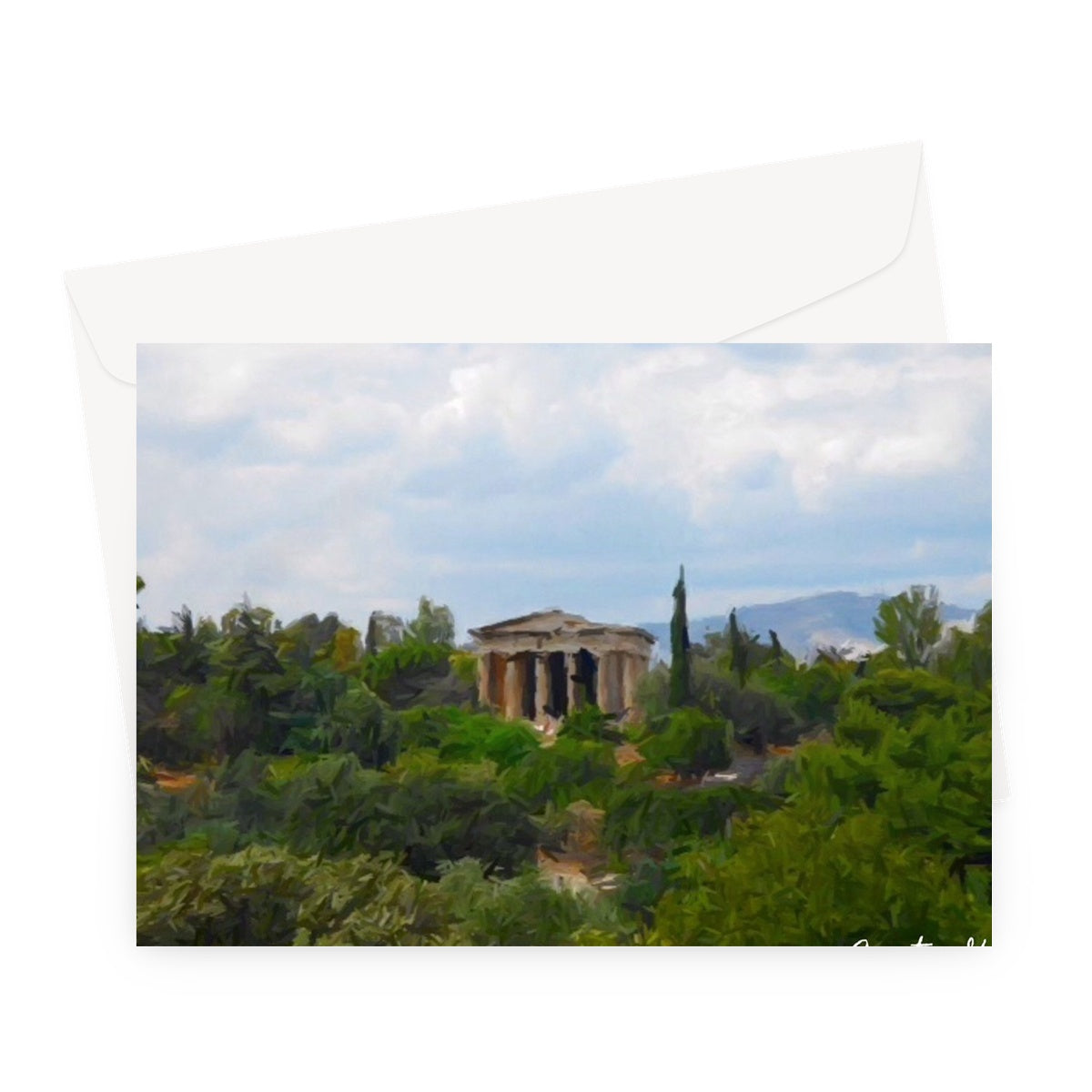 Athens Greeting Card featuring elegant design on high-quality 330gsm Fedrigoni card.
