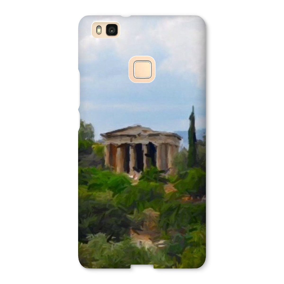 Athens Snap Phone Case in various stylish designs, showcasing its snug fit and durable shatterproof plastic material.