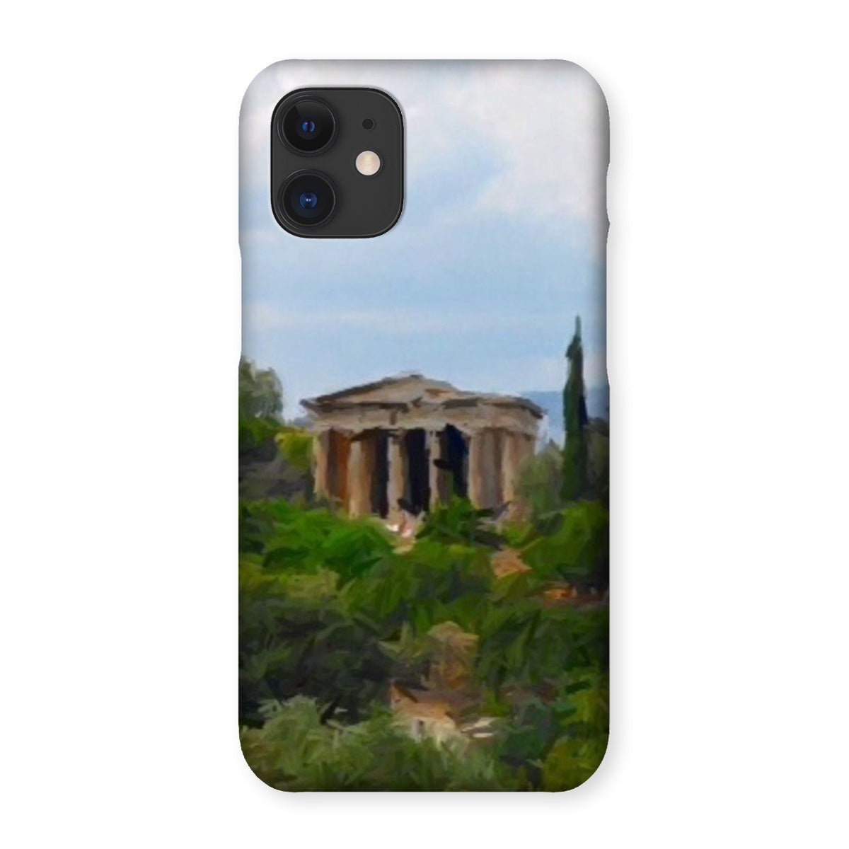 Athens Snap Phone Case in various stylish designs, showcasing its snug fit and durable shatterproof plastic material.