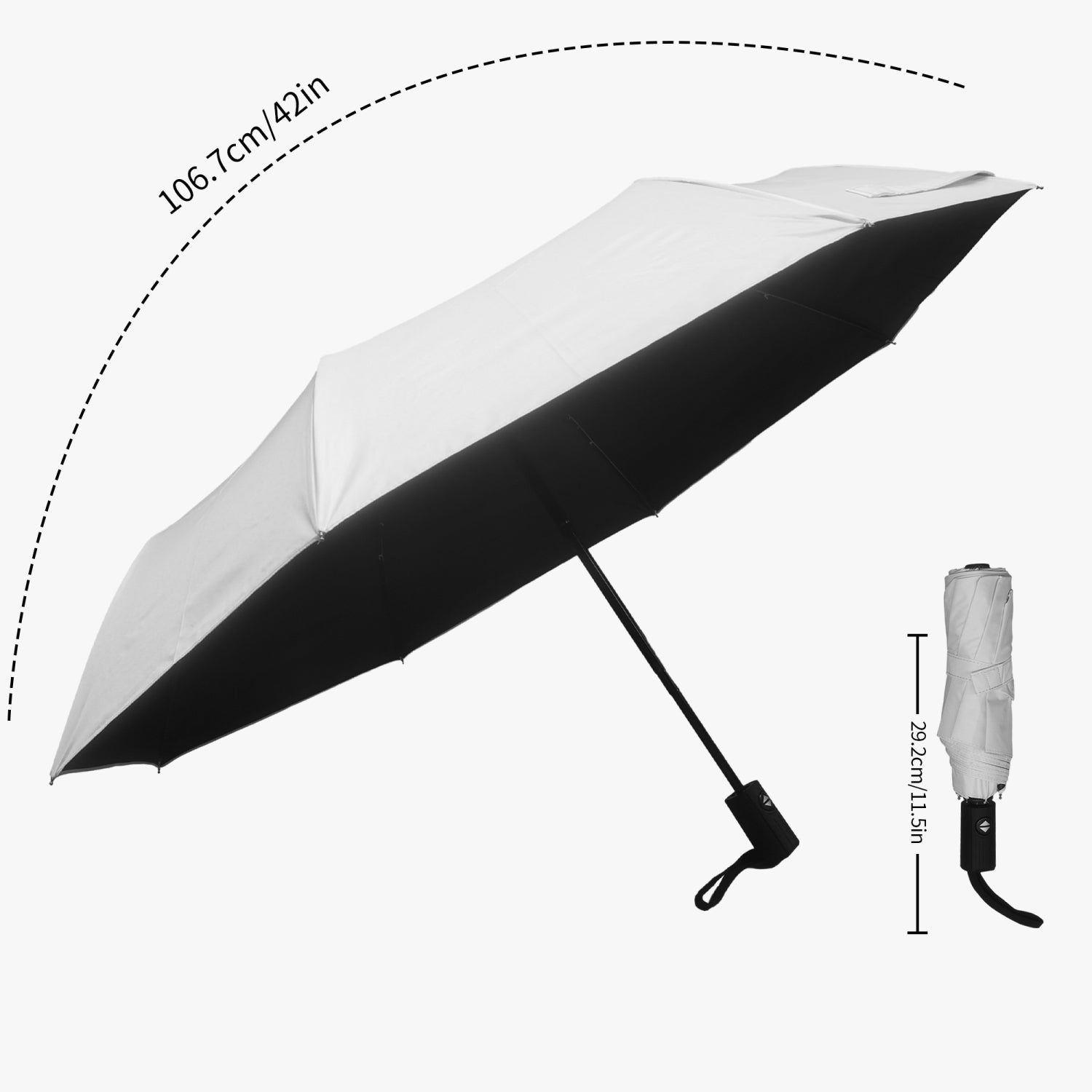 A stylish Automatic UV Protection Umbrella with a matching storage bag, showcasing its durable 8-rib design and auto-open-close feature.