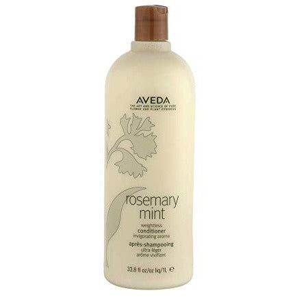 Aveda Rosemary Mint Weightless Conditioner bottle with a refreshing design, showcasing its natural ingredients.