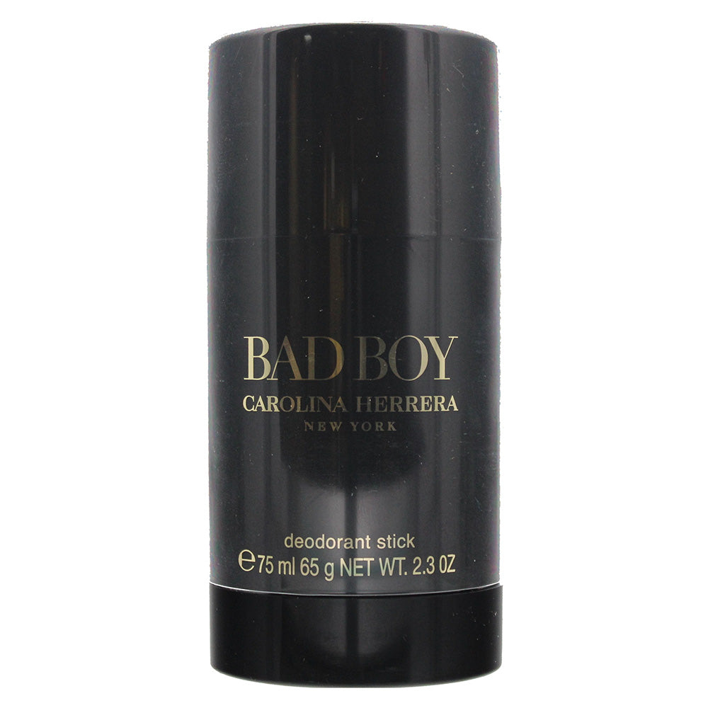 Carolina Herrera Bad Boy Deodorant Stick in sleek black packaging, showcasing its stylish design and branding.