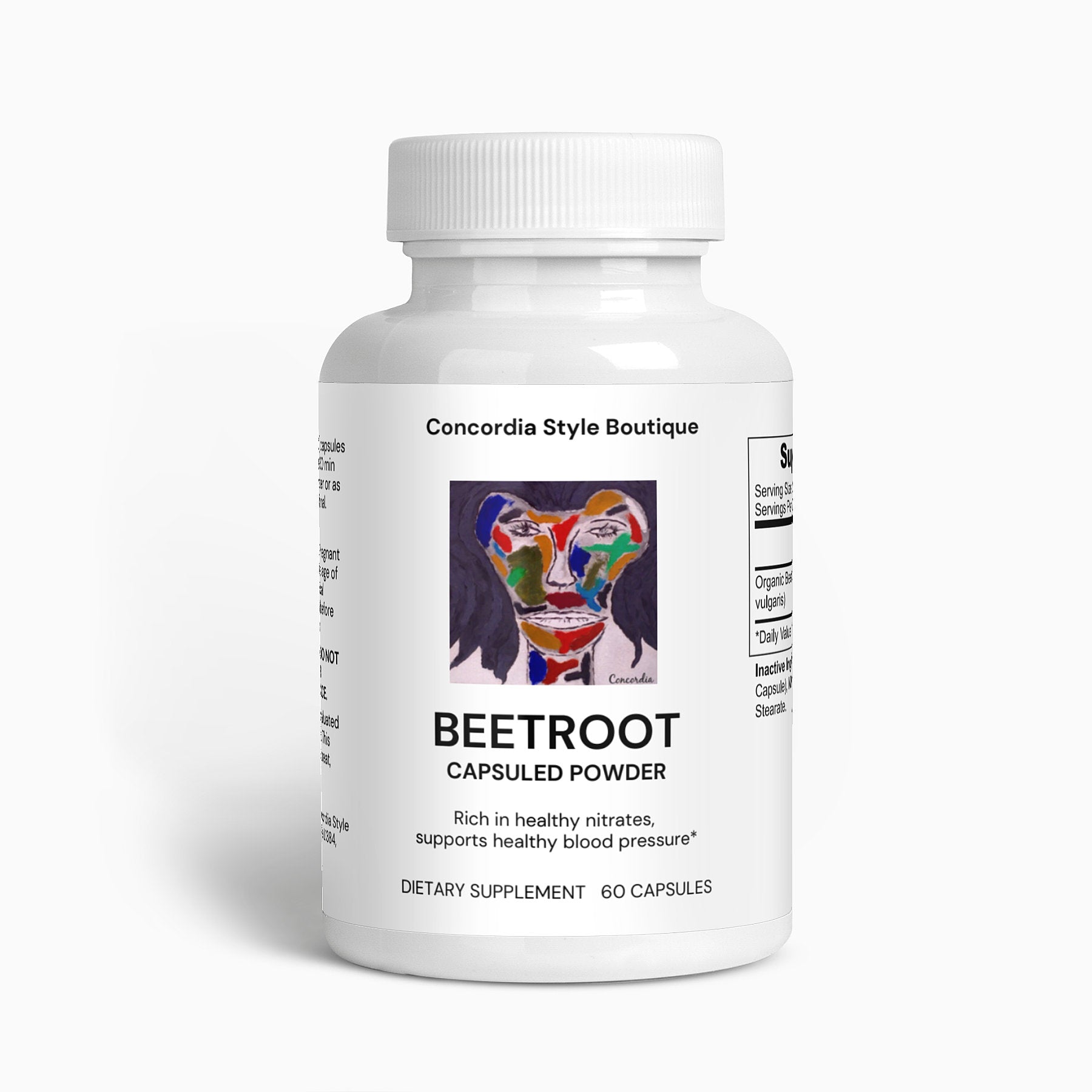 Organic beetroot capsules in a bottle, showcasing their vibrant color and health benefits.