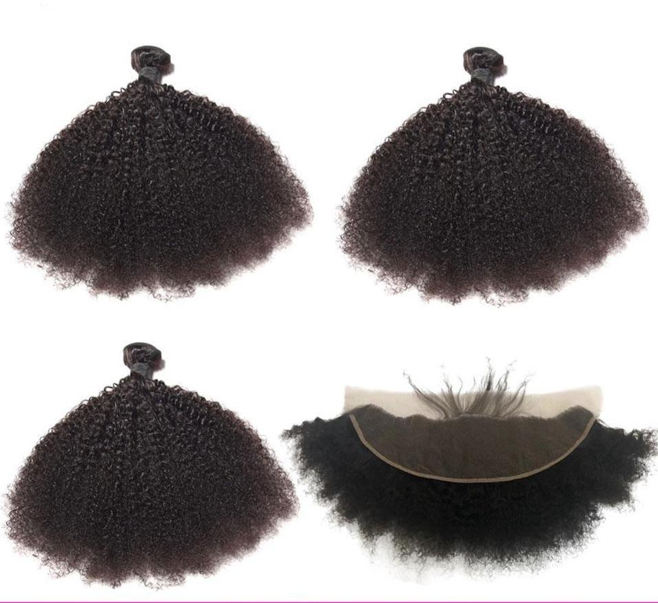 BeuMax 10A Grade 3/4 Afro Kinky Curly bundles with 13x4 Frontal displayed elegantly, showcasing the natural curls and texture.