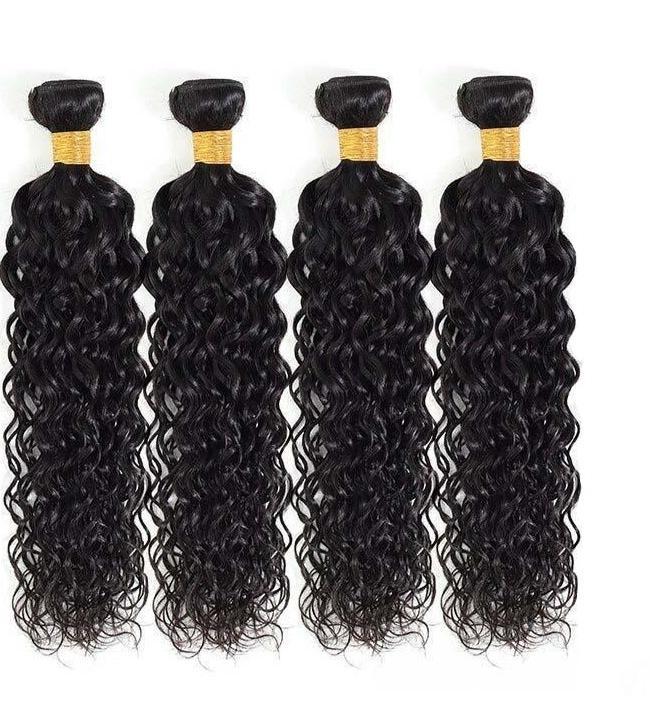 BeuMAX 10A Grade 3/4 Bundles Water Wave Peruvian Human Hair Extensions displayed in a natural wavy style, showcasing their softness and volume.