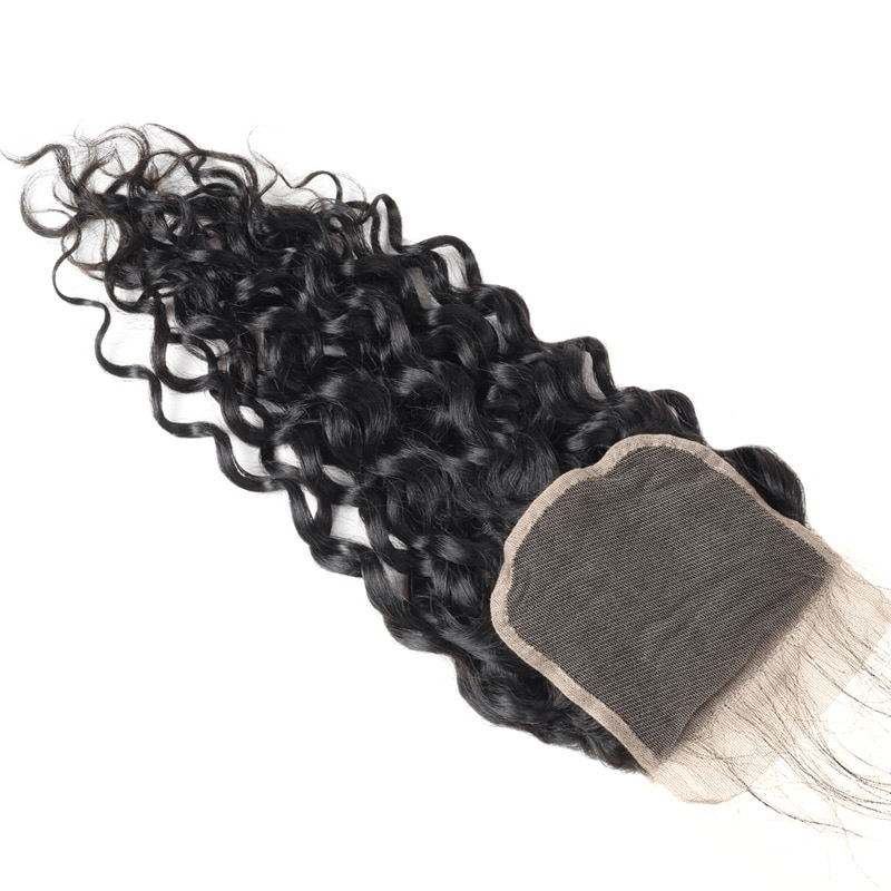 BeuMax 10A Grade 3/4 Water Wave Bundles with 4x4 Closure, showcasing luxurious wavy texture and natural appearance.