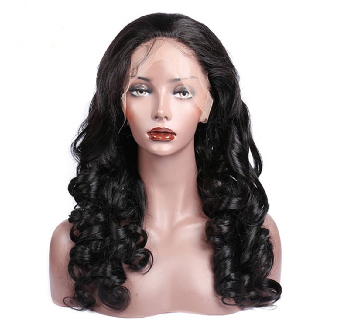 Beumax 13x6 Loose Wave Lace Frontal Human Hair Wig displayed on a mannequin, showcasing its natural black color and loose wave texture.