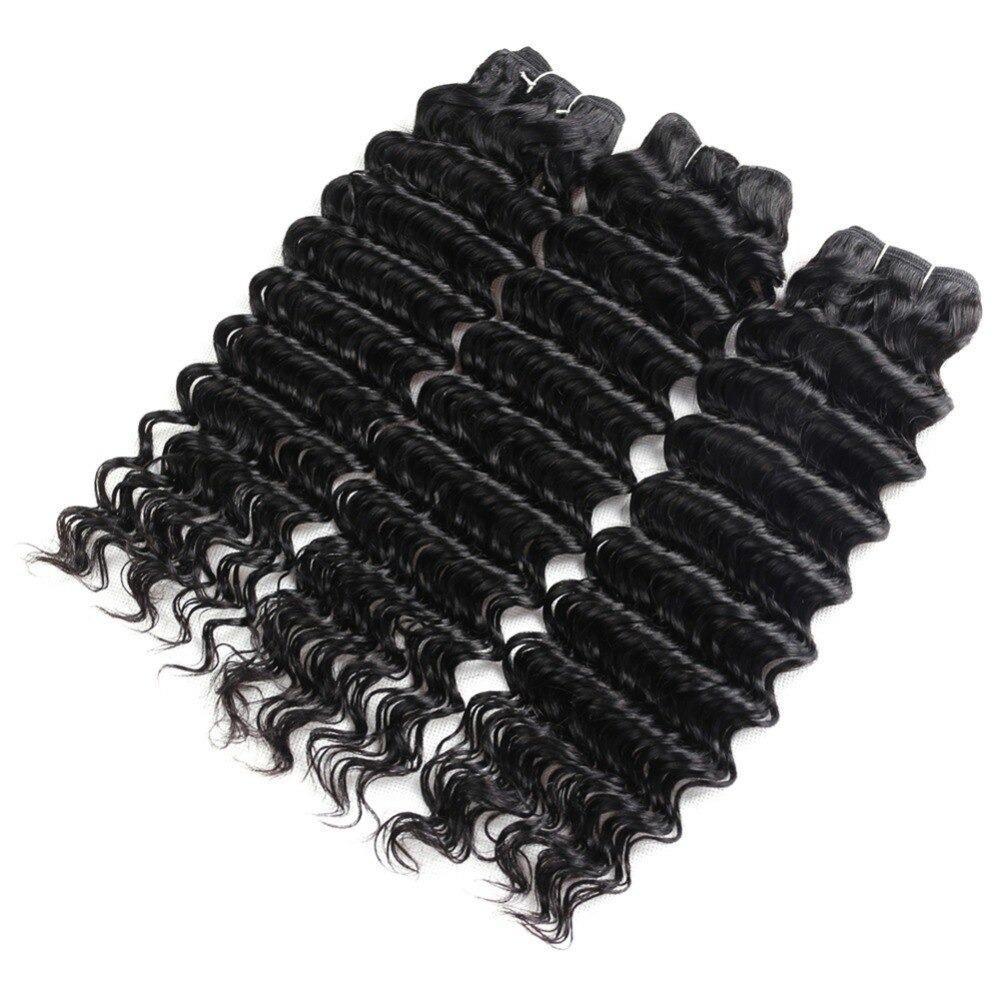 Beumax Double Drawn 12A Grade Deep Wave Bundles with Closures, showcasing luxurious, shiny, and full-bodied hair extensions.