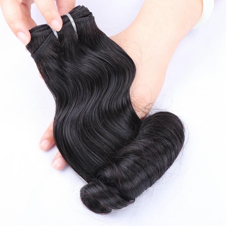 Beumax Double Drawn 12A Grade Egg Curl Bundles with Closures, showcasing luxurious, shiny, and soft virgin hair in a wavy texture.