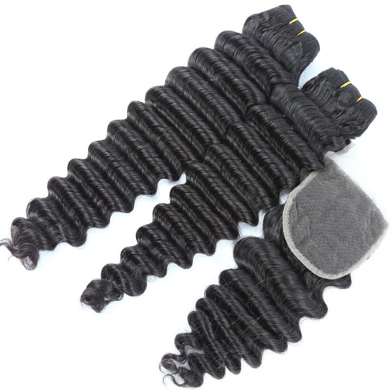 Beumax Double Drawn 12A Grade Loose Deep Wave Bundles with Closures, showcasing luxurious, shiny, and full-bodied hair extensions.