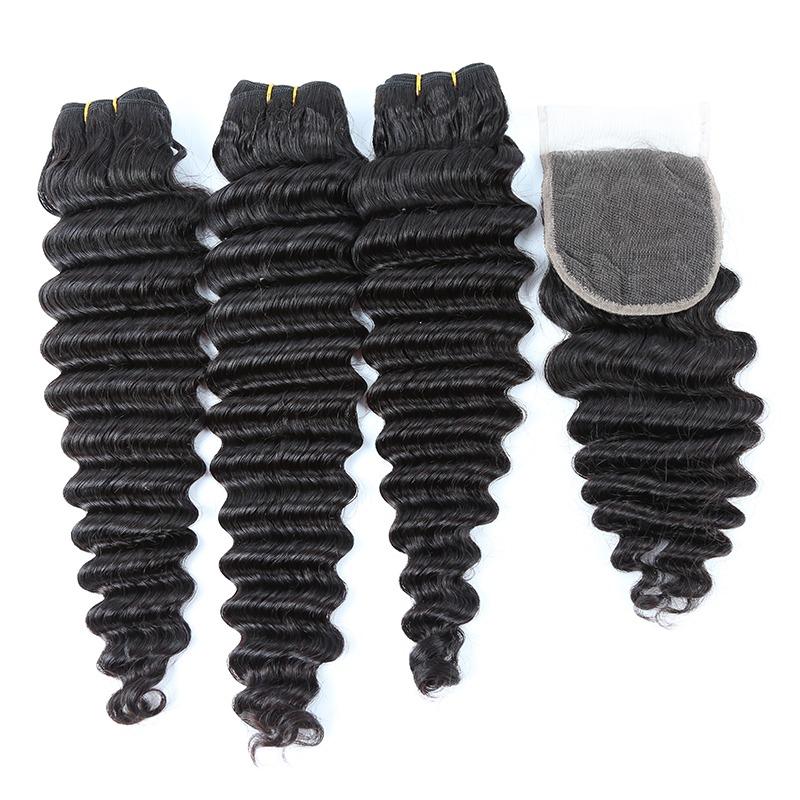 Beumax Double Drawn 12A Grade Loose Deep Wave Bundles with Closures, showcasing luxurious, shiny, and full-bodied hair extensions.