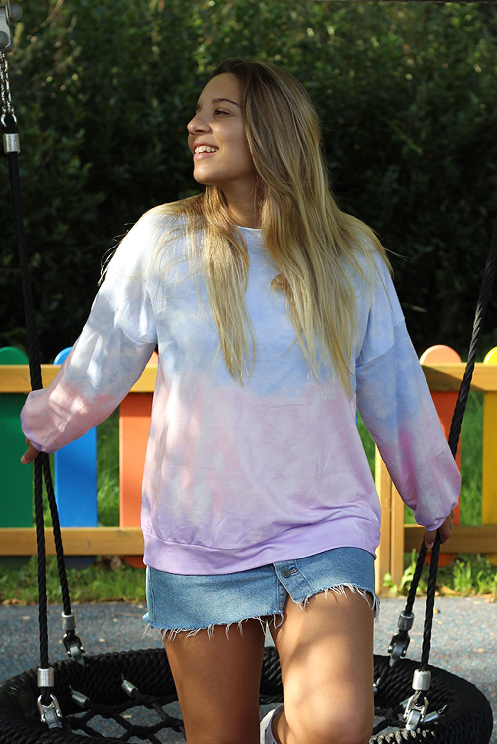 Black Color Block Tie Dye Pullover Sweatshirt with oversized fit and gathered cuffs, showcasing a unique hand-dipped tie dye pattern.