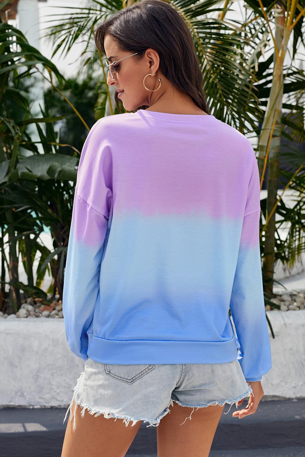 Black Color Block Tie Dye Pullover Sweatshirt with oversized fit and gathered cuffs, showcasing a unique hand-dipped tie dye pattern.