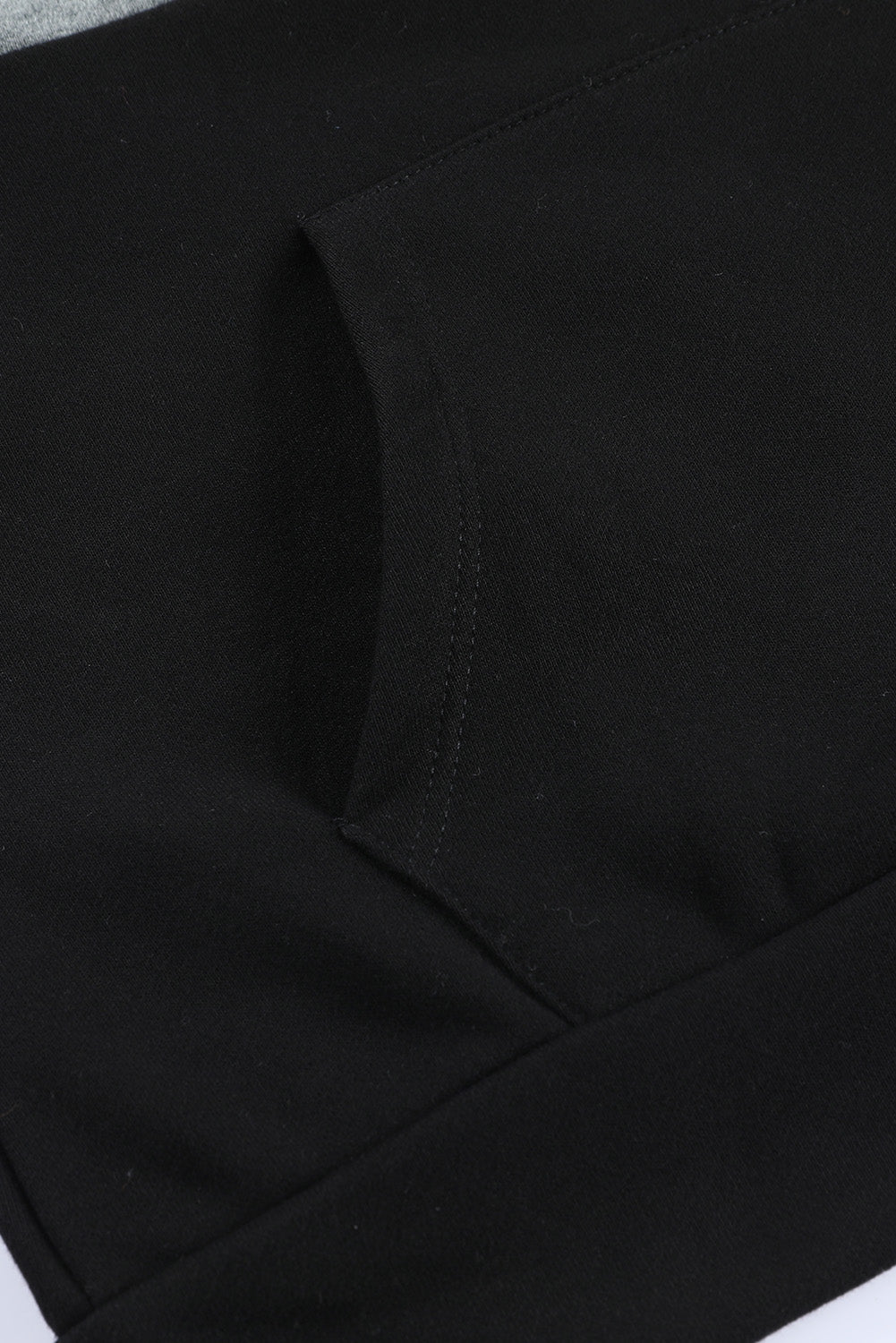 Black Leopard Splicing Kangaroo Pocket Drawstring Hoodie featuring camouflage and leopard print design with a wide neckline and kangaroo pocket.