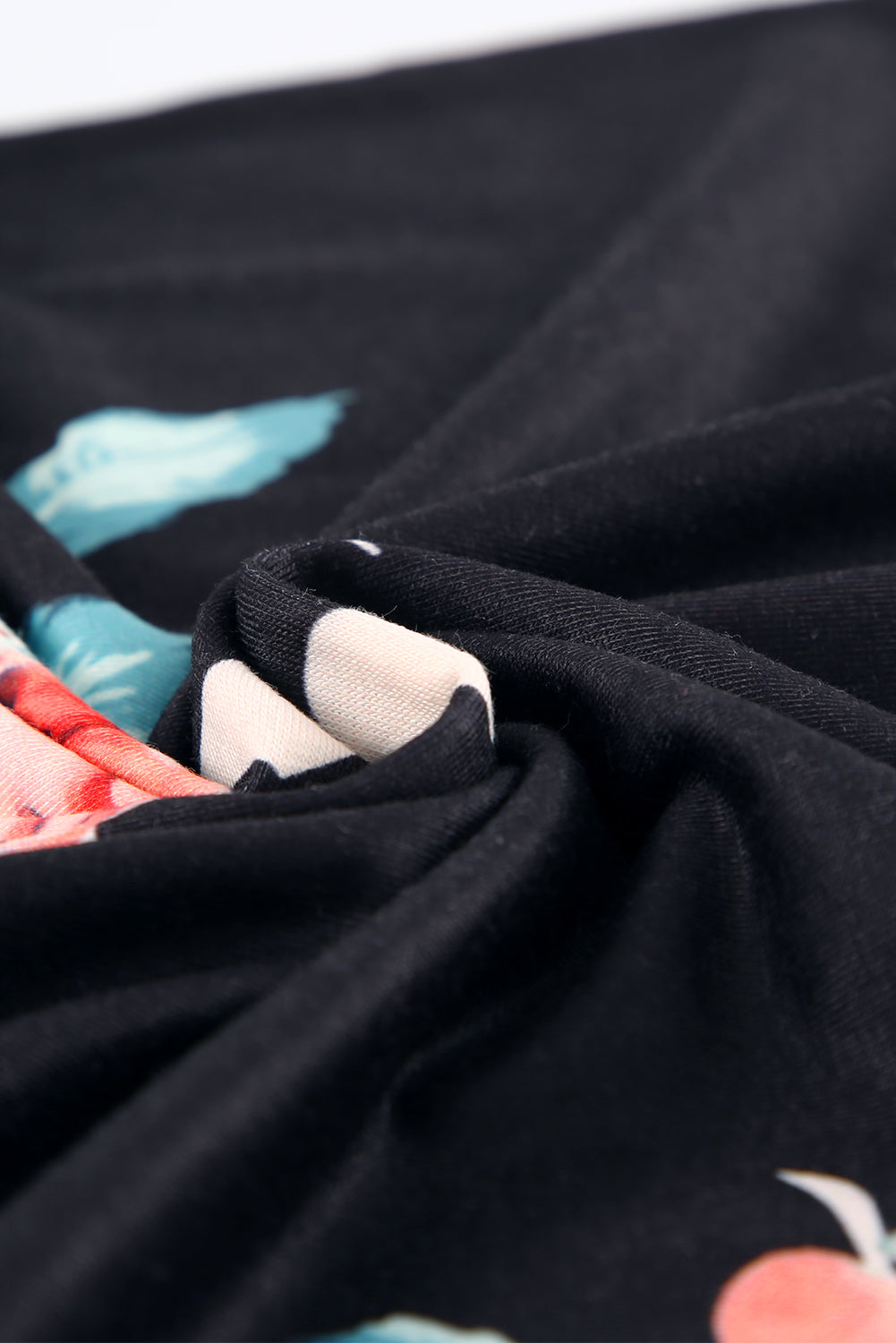 Black Leopard Striped Floral T Shirt featuring a mix of floral and animal prints with a comfortable crew neck and short sleeves.