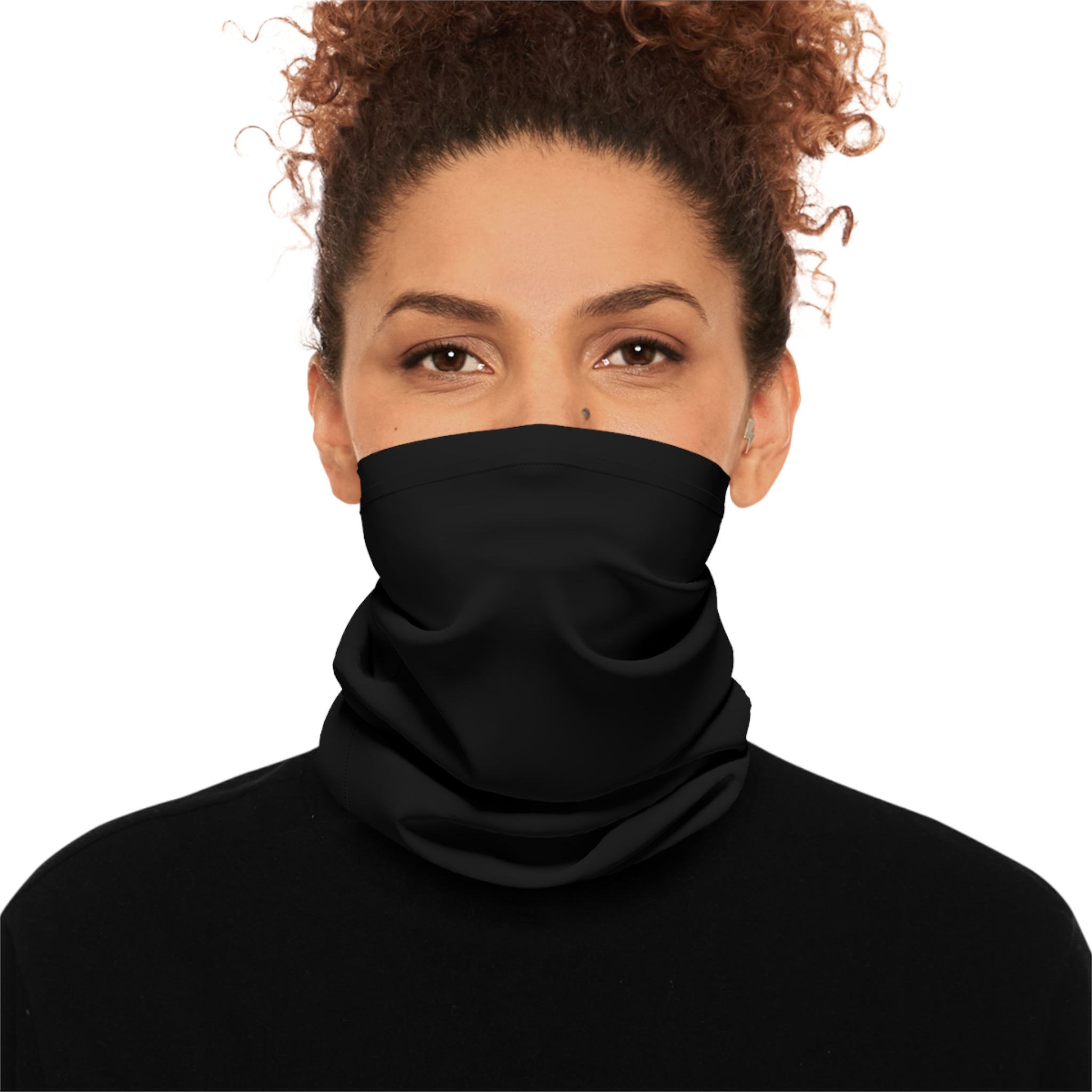 Black Lightweight Neck Gaiter made from moisture-wicking polyester, ideal for outdoor activities with UPF 50+ sun protection.