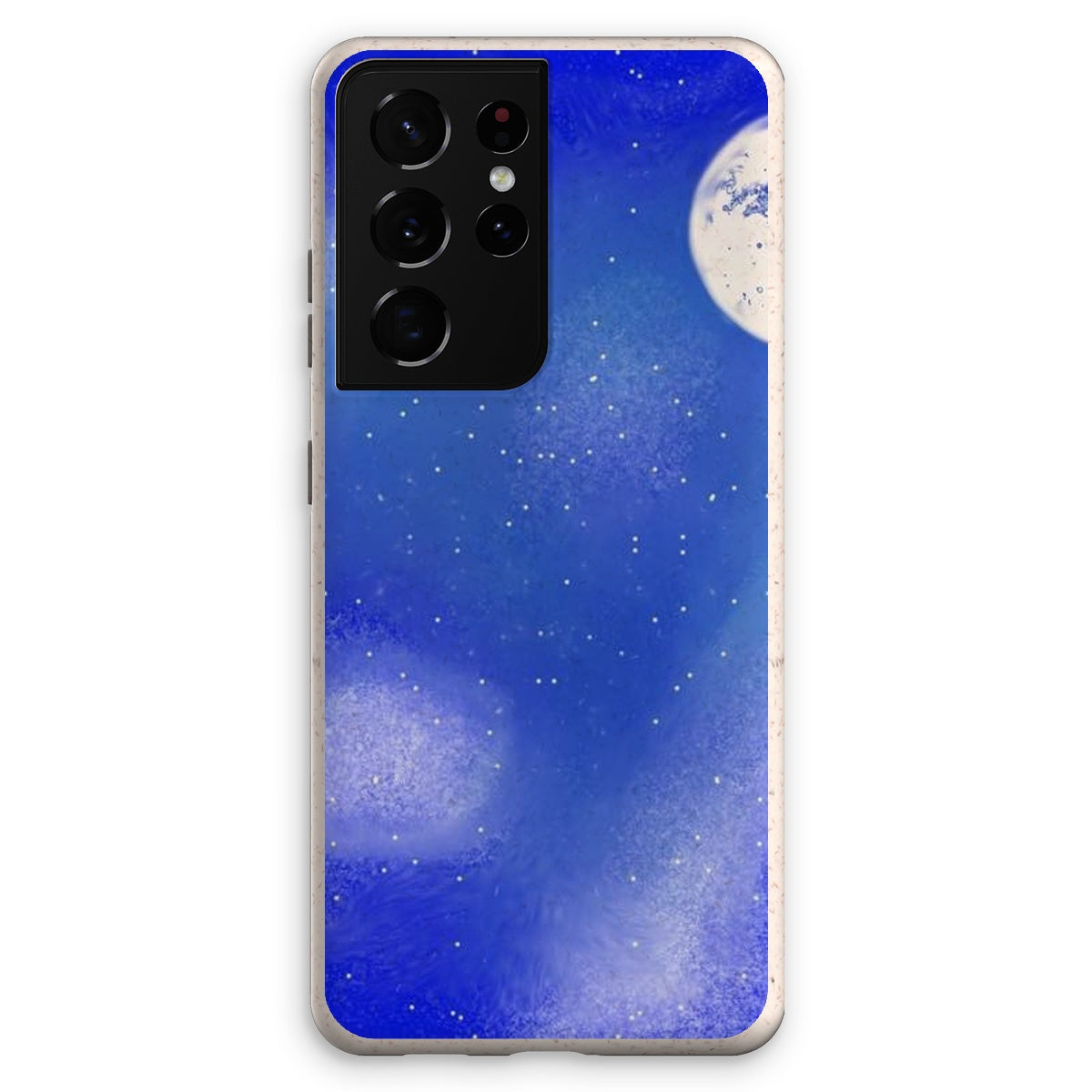 Blue Eco Phone Case made from biodegradable materials, featuring a stylish design and raised rim for screen protection.