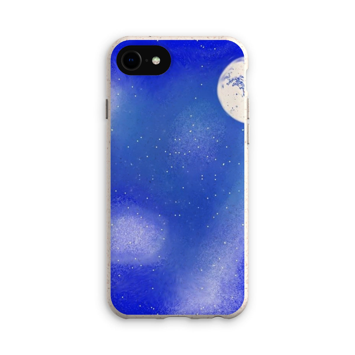 Blue Eco Phone Case made from biodegradable materials, featuring a stylish design and raised rim for screen protection.