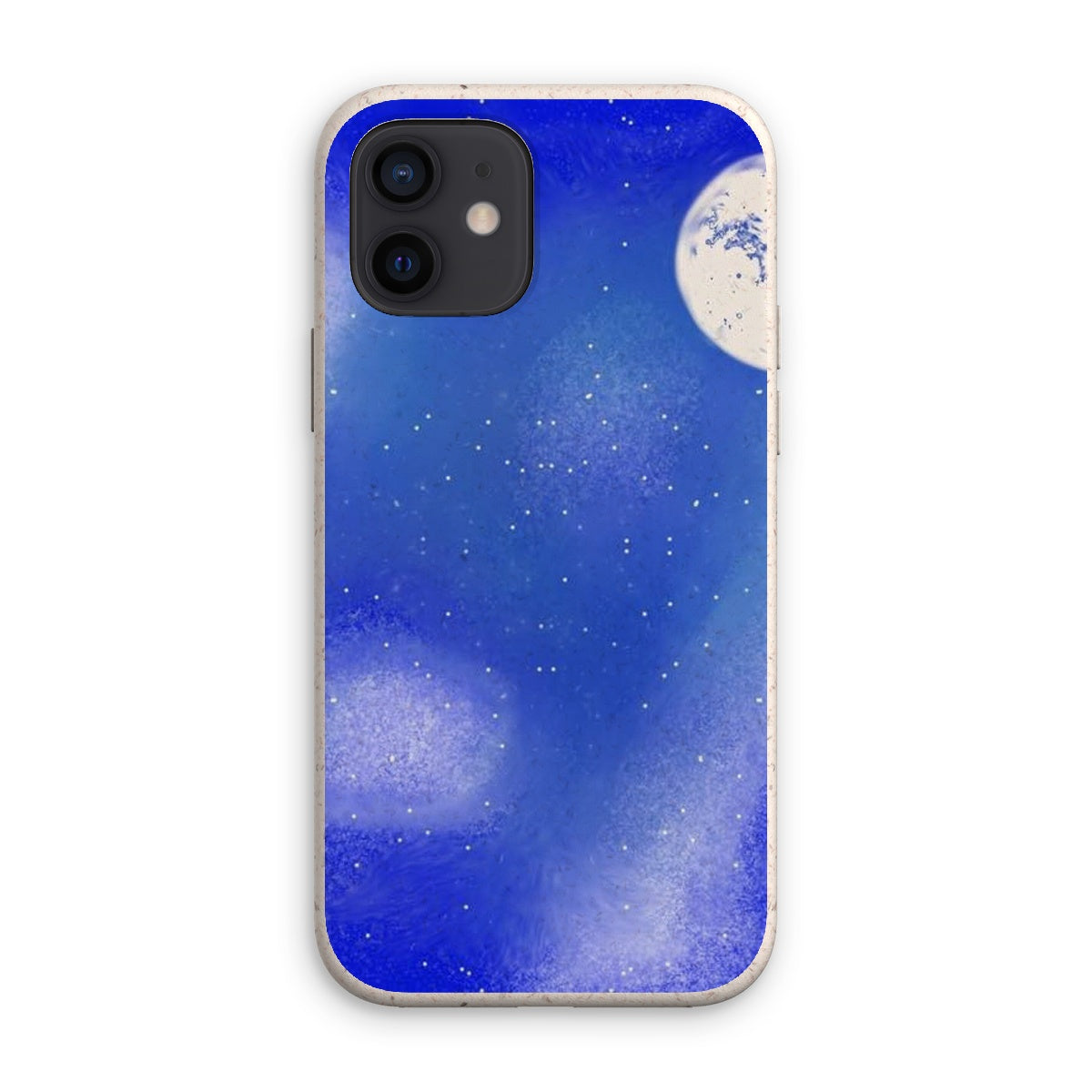 Blue Eco Phone Case made from biodegradable materials, featuring a stylish design and raised rim for screen protection.