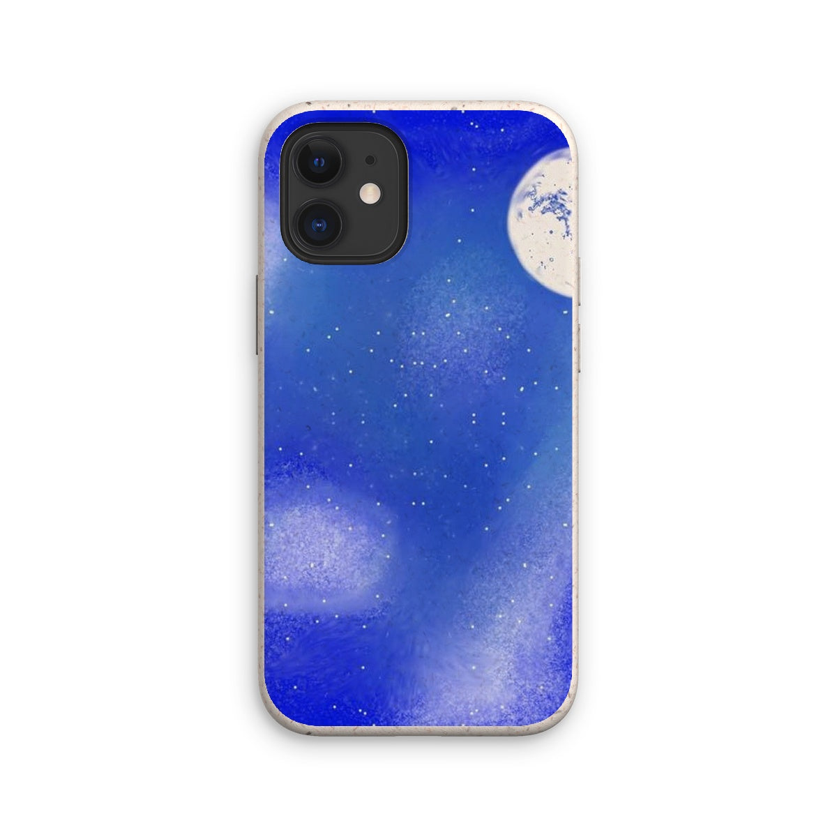 Blue Eco Phone Case made from biodegradable materials, featuring a stylish design and raised rim for screen protection.