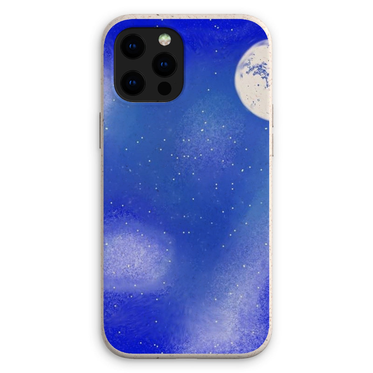 Blue Eco Phone Case made from biodegradable materials, featuring a stylish design and raised rim for screen protection.