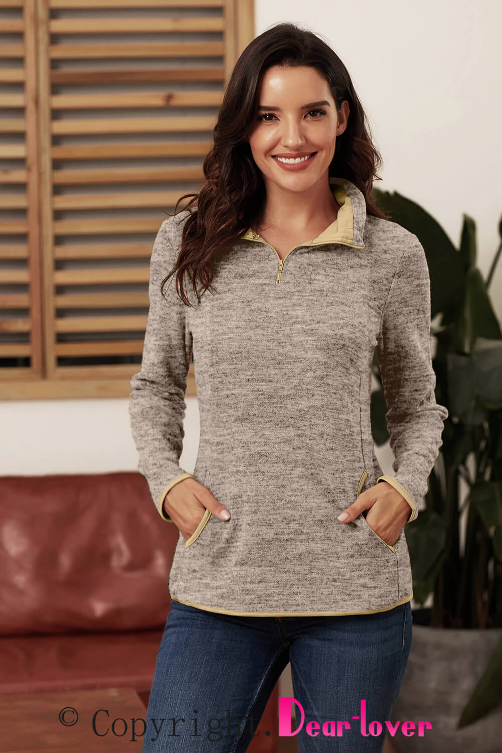 Blue Quarter Zip Pullover Sweatshirt featuring a kangaroo pocket and soft fabric, perfect for casual and sportswear.