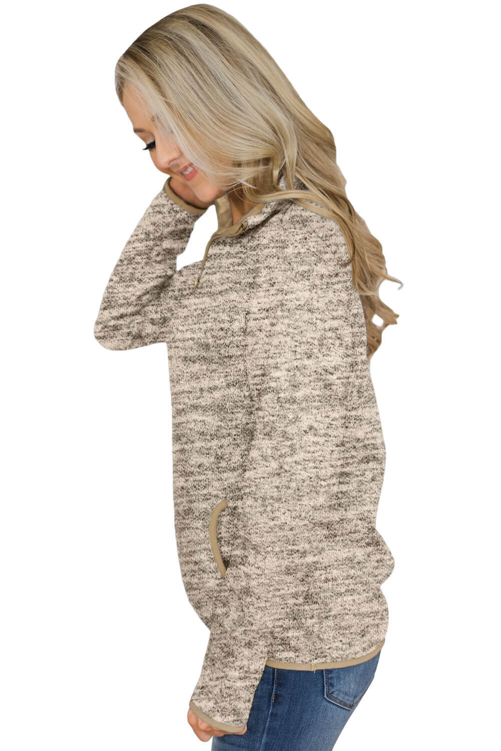 Blue Quarter Zip Pullover Sweatshirt featuring a kangaroo pocket and soft fabric, perfect for casual and sportswear.