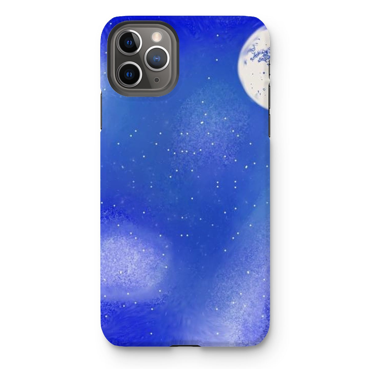 Blue Tough Phone Case featuring dual-layered design with impact-resistant plastic and flexible silicone inner layer.