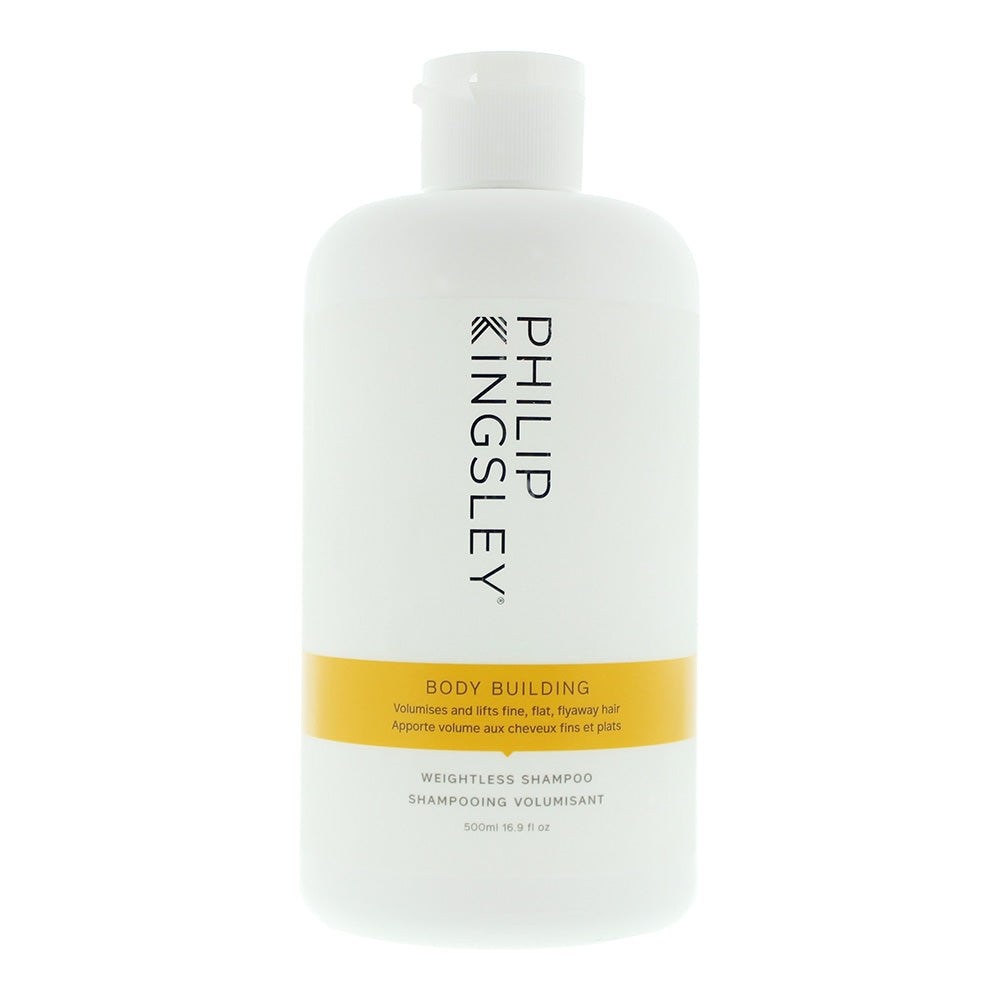 Philip Kingsley Body Building Shampoo bottle with a sleek design, showcasing its volumizing properties for fuller hair.