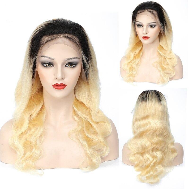 Body Wave 1B/613 Transparent Lace Wig showcasing beautiful waves and natural hairline.