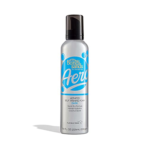 Bondi Sands Aero Aerated Self Tanning Foam - Dark in a sleek bottle, showcasing its lightweight formula for a natural-looking tan.