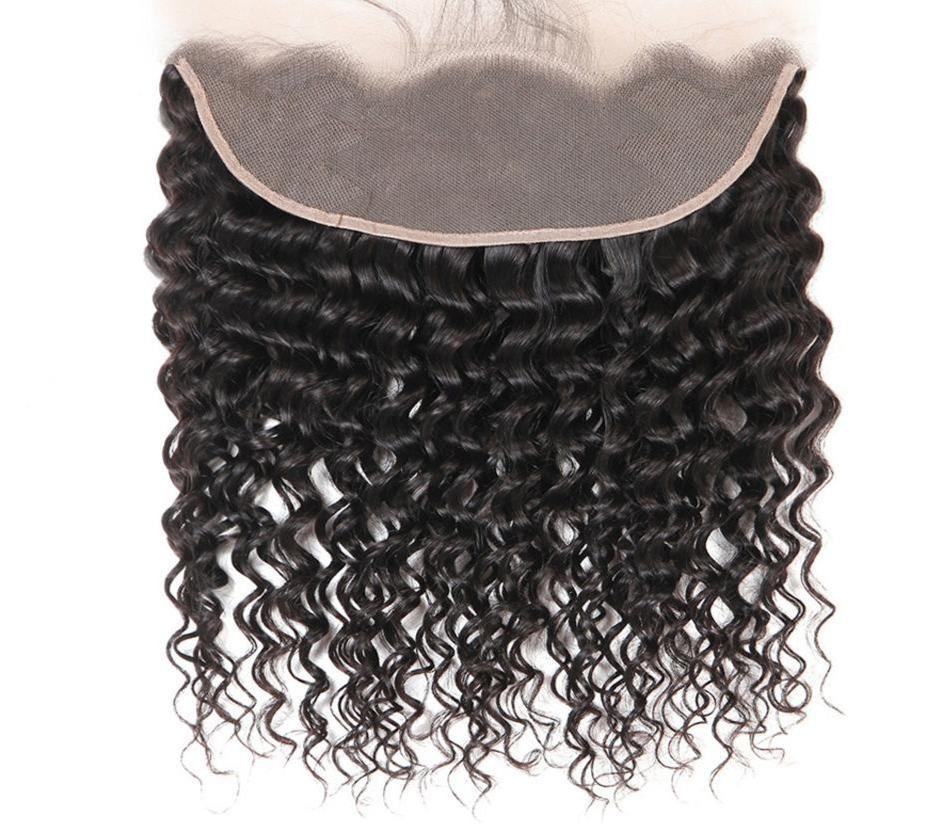 Brazilian Jerry Curl 10A Grade hair bundles with 4x4 lace closure and 13x4 lace frontal, showcasing natural curls and high-quality Swiss lace.