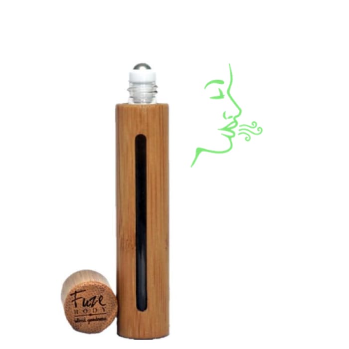 Breathe Clear Wood Roll-On Essential Oils with a blend of eucalyptus, lemon, and herbs for clear breathing.