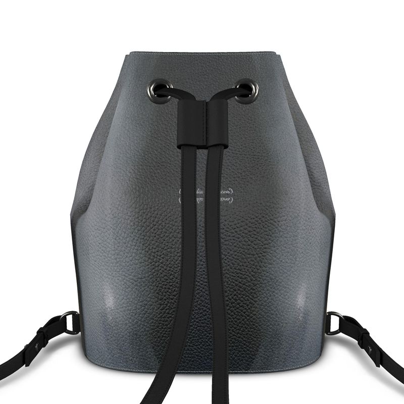 Stylish Bucket Backpack made of Nappa leather with adjustable straps and magnetic closure, showcasing its elegant design.