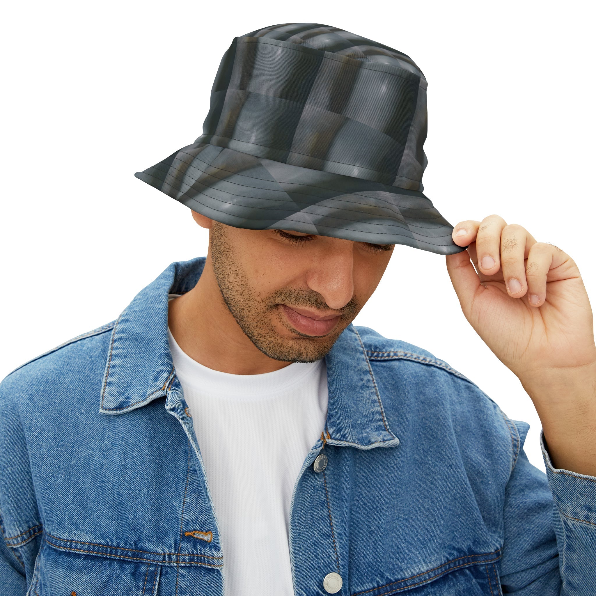 Stylish Bucket Hat - The Alien featuring black stitching, available in two sizes, made from durable polyester.