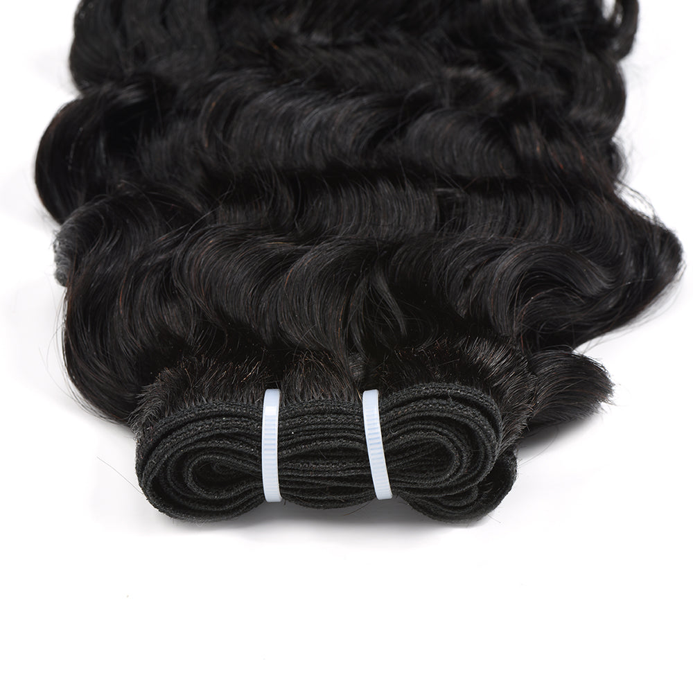 Burmese Curly Virgin Hair Bundles showcasing natural black curls, highlighting the quality and texture of the hair extensions.