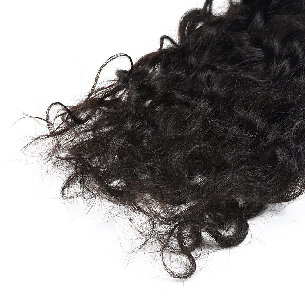 Burmese Curly Virgin Hair Bundles showcasing natural black curls, highlighting the quality and texture of the hair extensions.