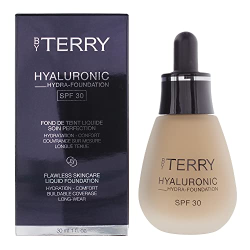 By Terry Hyaluronic Hydra-Foundation SPF30 in 400W Medium, showcasing its elegant packaging and rich texture.
