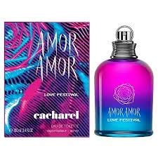 Cacharel Amor Amor Love Festival Eau de Toilette in a colorful bottle, symbolizing youthful passion and vibrant floral notes.