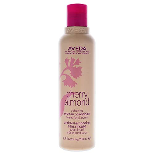 Aveda Cherry Almond Softening Leave-In Conditioner bottle with a cherry and almond design.