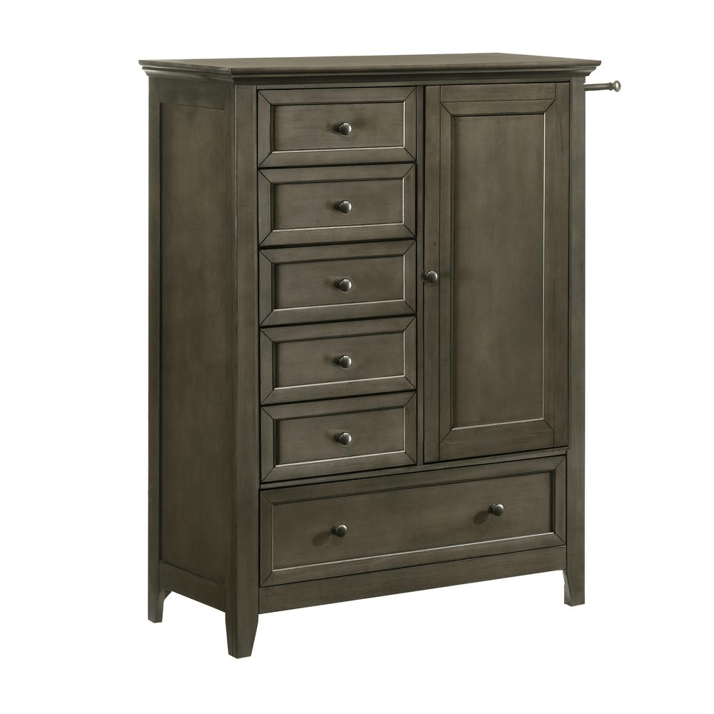 Gray Chifferobe featuring solid wood construction and five spacious drawers, elegantly designed for modern interiors.