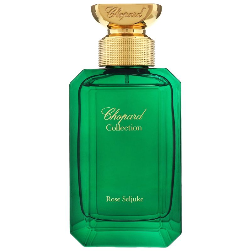 Chopard Rose Seljuke Eau de Parfum in an elegant bottle, showcasing its luxurious design and floral essence.