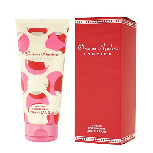 Christina Aguilera Inspire Body Lotion bottle with floral design, showcasing its luxurious packaging.