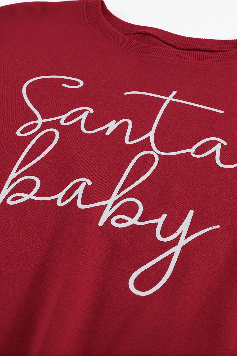 A cozy Christmas Santa Baby Print Pullover Sweatshirt featuring a festive design, long sleeves, and a relaxed fit, perfect for holiday celebrations.
